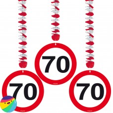 Viseča spirala s prometnim znakom za 70 let
